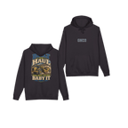 Front and back views of BUILT TO HAUL™ Wheel Tractor-Scraper Hoodie in Black
