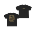 Front and back views of DIESEL ADDICT Motor Grader Heavy Cotton Tee in Black