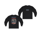 Front and back views of BUILT TO HAUL Articulated Quarry Hauler Heavy Cotton Long Sleeve in Black