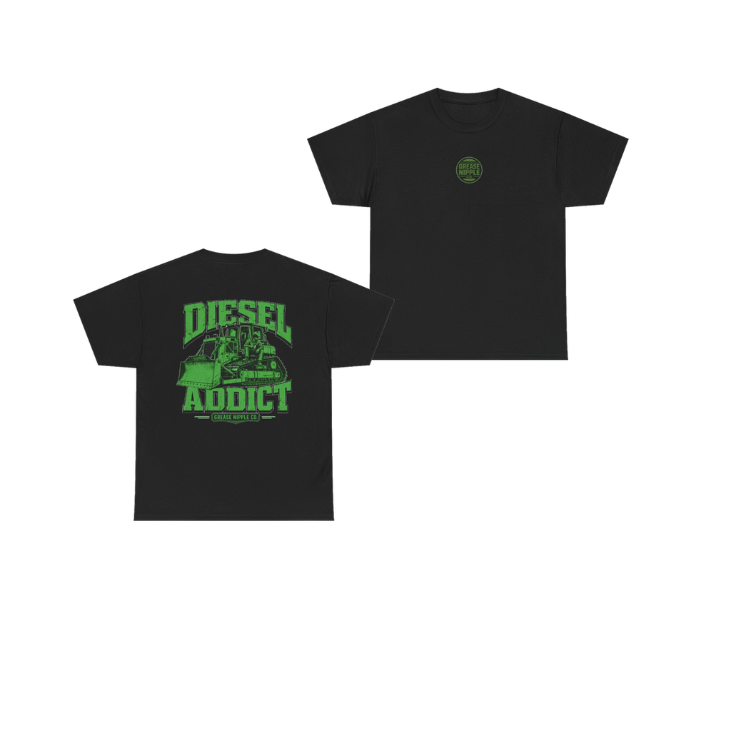 Front and back views of DIESEL ADDICT Thermal Break Heavy Cotton Tee in Black