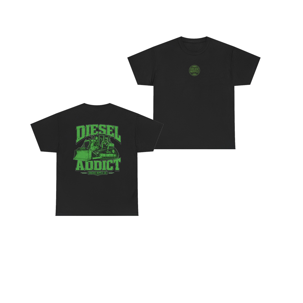 Front and back views of DIESEL ADDICT Thermal Break Heavy Cotton Tee in Black