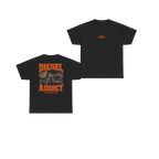 Front and back views of DIESEL ADDICT Quarry Haul Truck Heavy Cotton Tee in Black