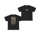Front and back views of BUILT TO HAUL Transformer Heavy-Haul Heavy Cotton Tee in Black