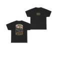 Front and back views of BUILT TO HAUL Forestry Log Forwarder Heavy Cotton Tee in Black