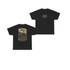 Front and back views of BUILT TO HAUL Forestry Log Forwarder Heavy Cotton Tee in Black