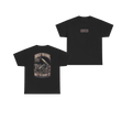 Front and back views of BUILT TO HAUL Telehandler Heavy Cotton Tee in Black
