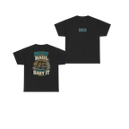 Front and back views of BUILT TO HAUL Mining Haul Truck Heavy Cotton Tee in Black