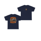 Front and back views of DIESEL ADDICT Lake Freighter Heavy Cotton Tee in Navy