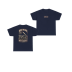 Front and back views of BUILT TO HAUL Telehandler Heavy Cotton Tee in Navy