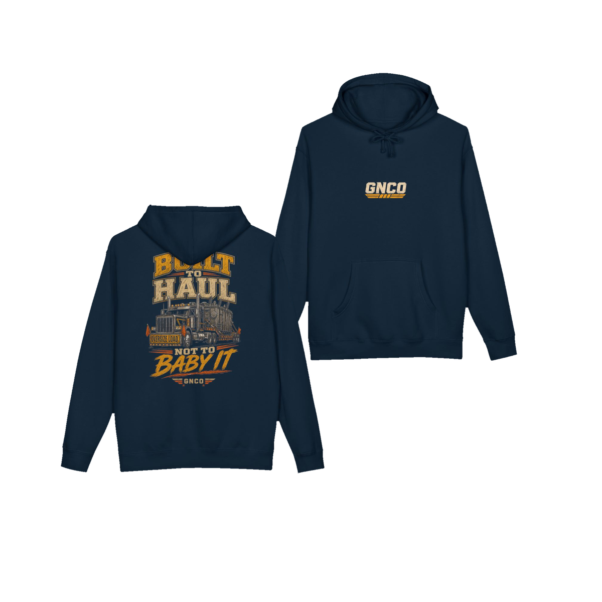 Front and back views of BUILT TO HAUL™ Transformer Heavy-Haul Hoodie in Navy