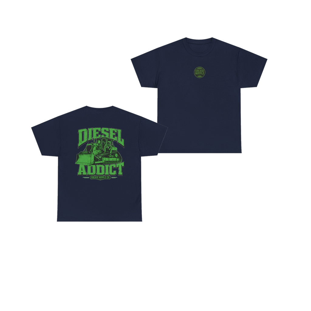 Front and back views of DIESEL ADDICT Thermal Break Heavy Cotton Tee in Navy