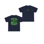 Front and back views of DIESEL ADDICT Thermal Break Heavy Cotton Tee in Navy