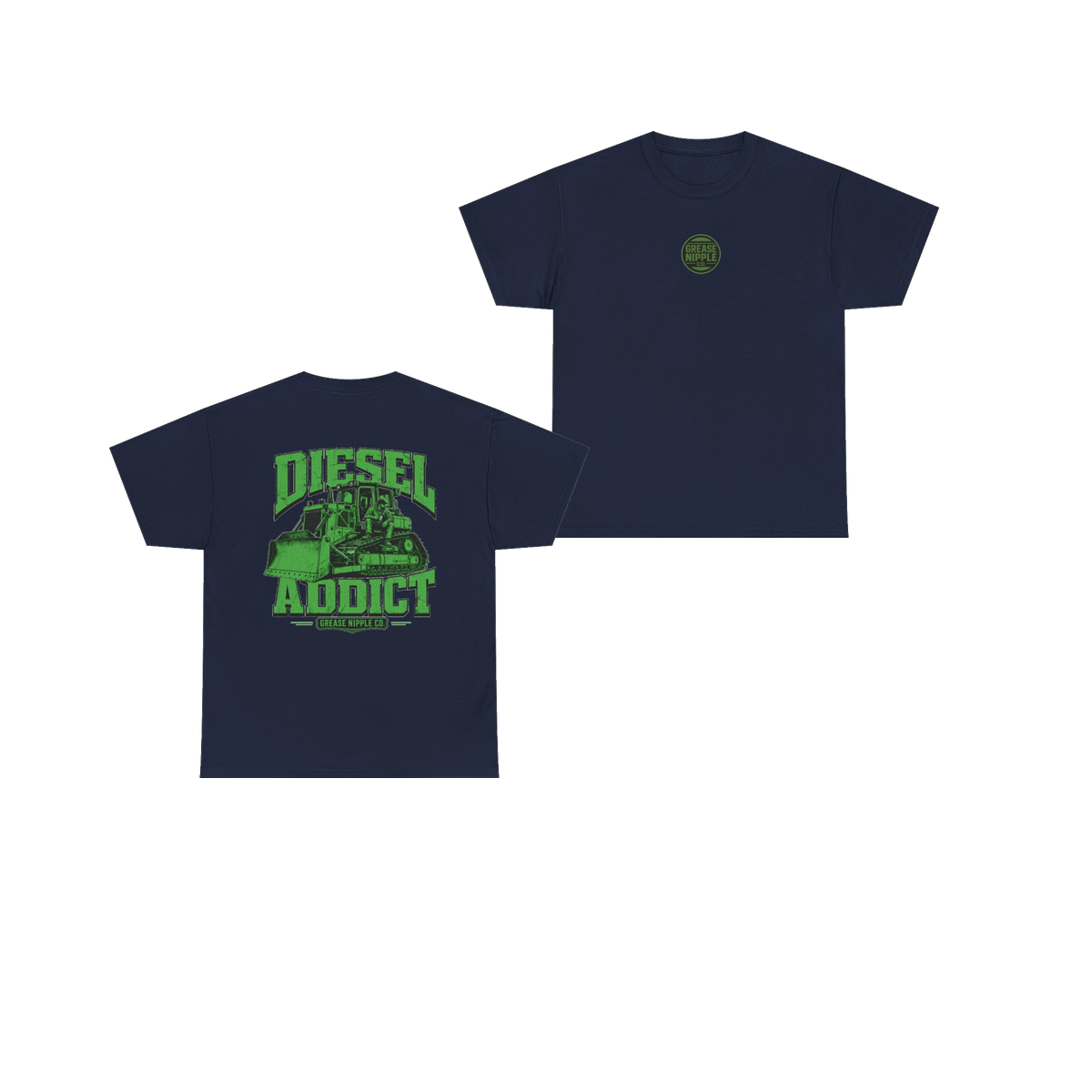 Front and back views of DIESEL ADDICT Thermal Break Heavy Cotton Tee in Navy