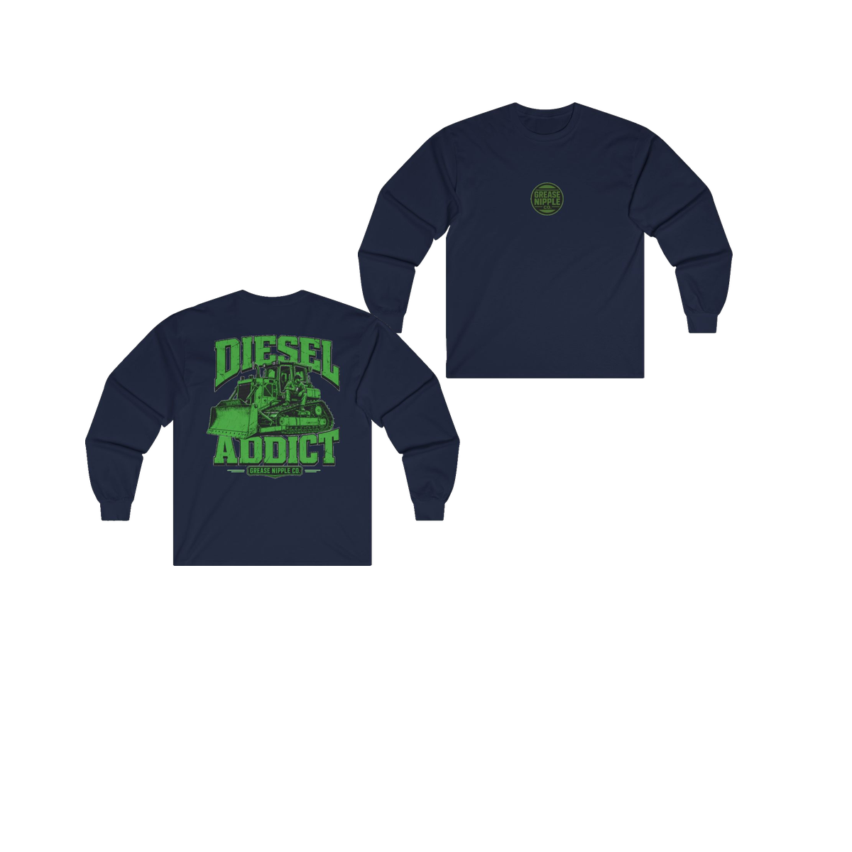Front and back views of DIESEL ADDICT Thermal Break Heavy Cotton Long Sleeve in Navy