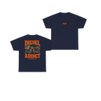 Front and back views of DIESEL ADDICT Quarry Haul Truck Heavy Cotton Tee in Navy