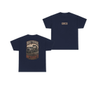 Front and back views of BUILT TO HAUL Concrete Mixer Heavy Cotton Tee in Navy
