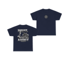 Front and back views of DIESEL ADDICT Excavator Tools Of The Trade Heavy Cotton Tee in Navy