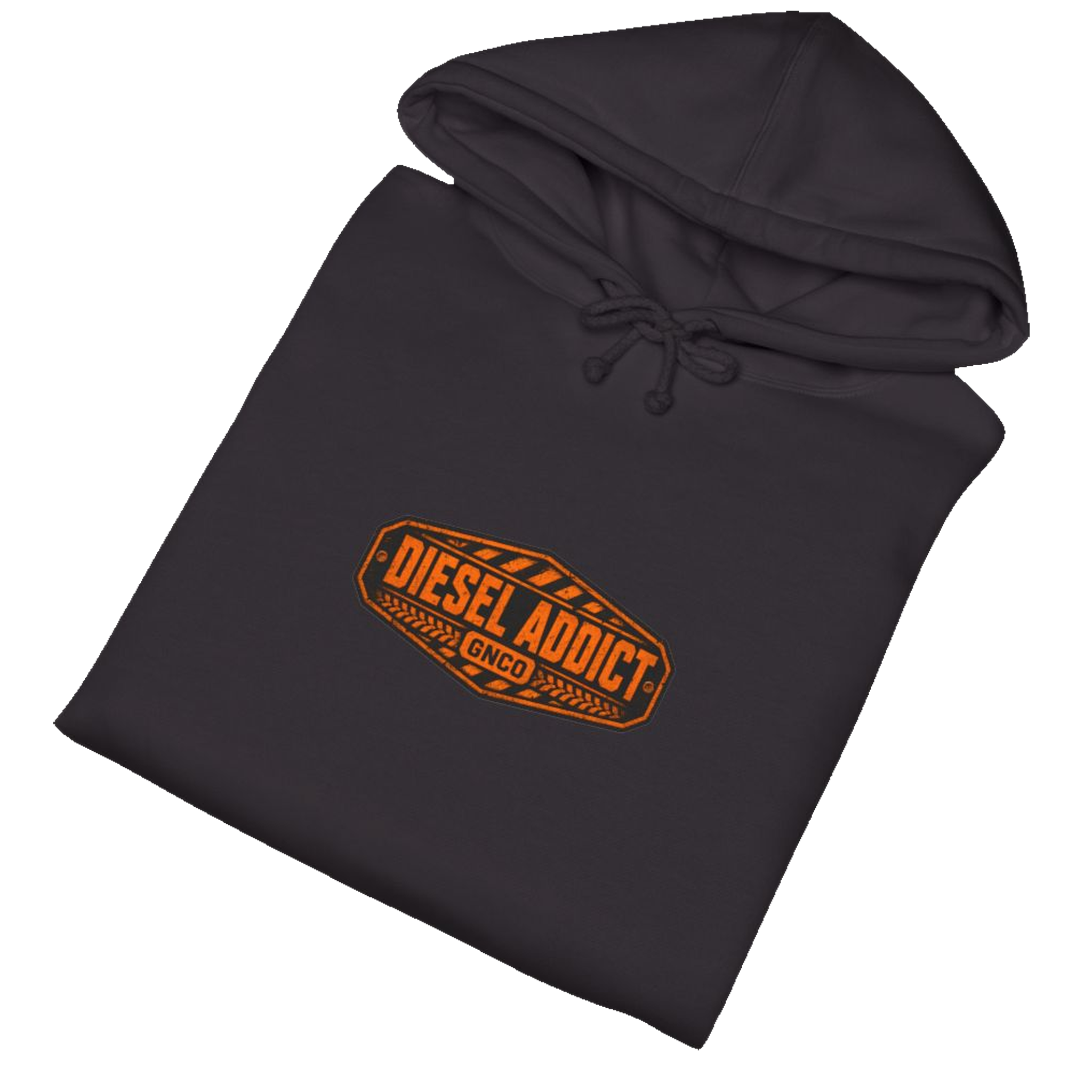 Folded DIESEL ADDICT™ Quarry Haul Truck Hoodie in Black