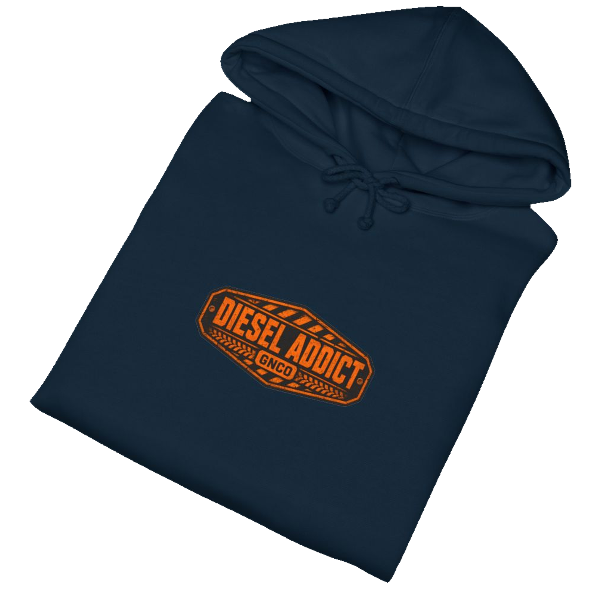 Folded DIESEL ADDICT™ Quarry Haul Truck Hoodie in Navy