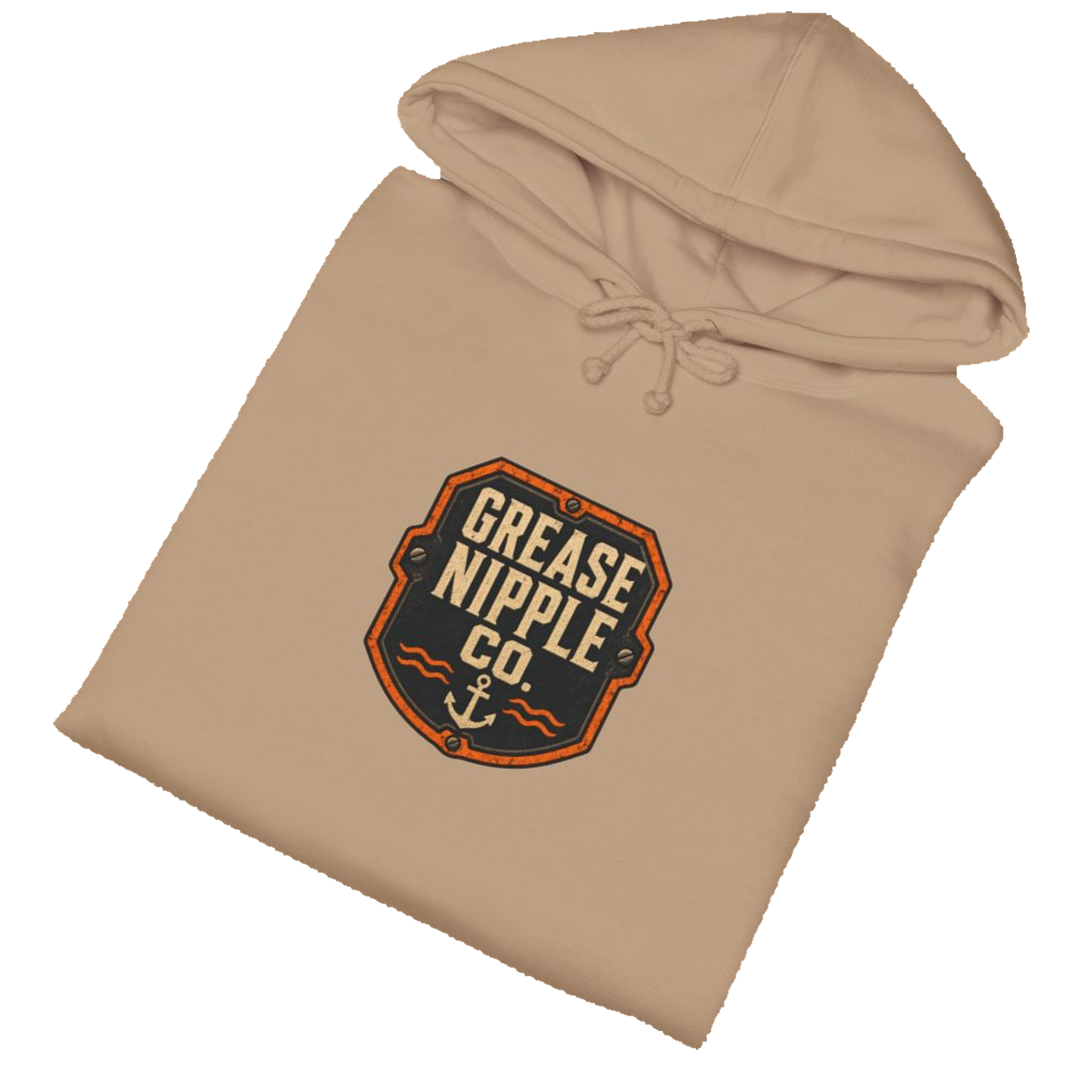Folded DIESEL ADDICT™ Lake Freighter Hoodie in Sandstone