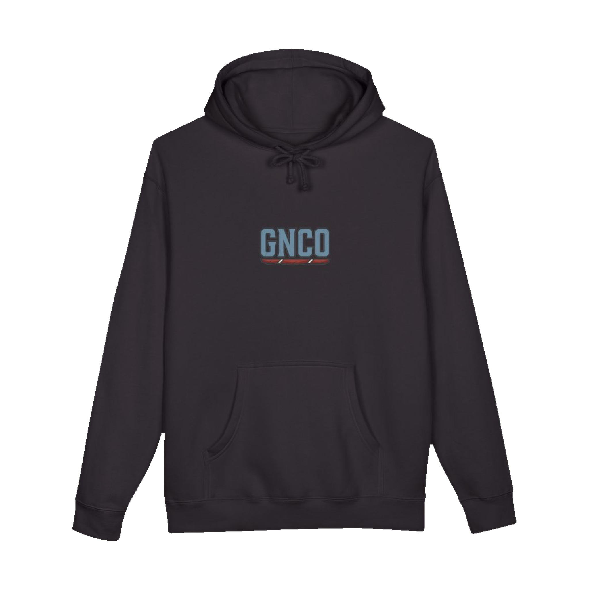 Front GNCO chest mark on BUILT TO HAUL™ Articulated Quarry Hauler Hoodie in Black