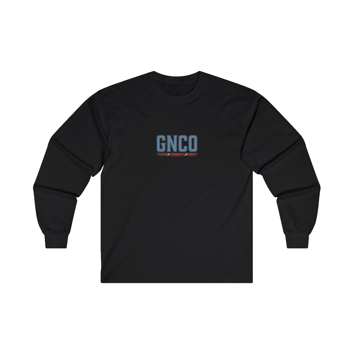 Front GNCO chest mark on BUILT TO HAUL Articulated Quarry Hauler Heavy Cotton Long Sleeve in Black