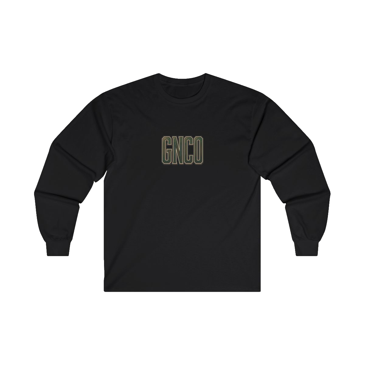 Front GNCO chest mark on BUILT TO HAUL Forestry Log Forwarder Heavy Cotton Long Sleeve in Black