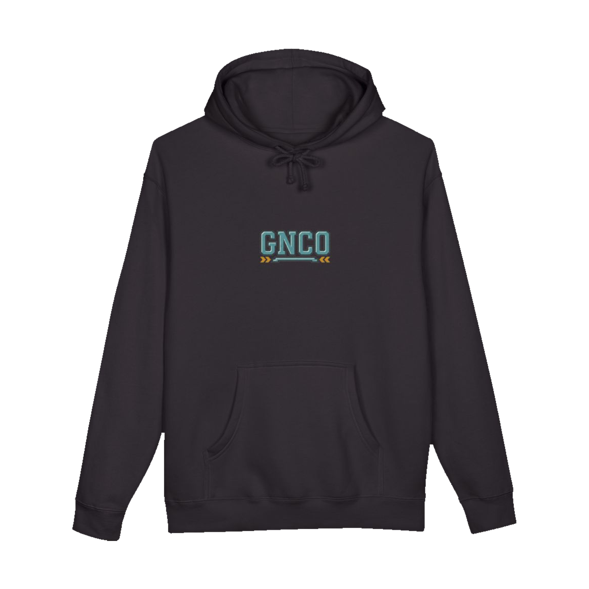 Front GNCO chest mark on BUILT TO HAUL™ Mining Haul Truck Hoodie in Black
