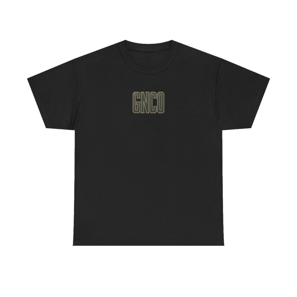 Front GNCO chest mark on BUILT TO HAUL Forestry Log Forwarder Heavy Cotton Tee in Black