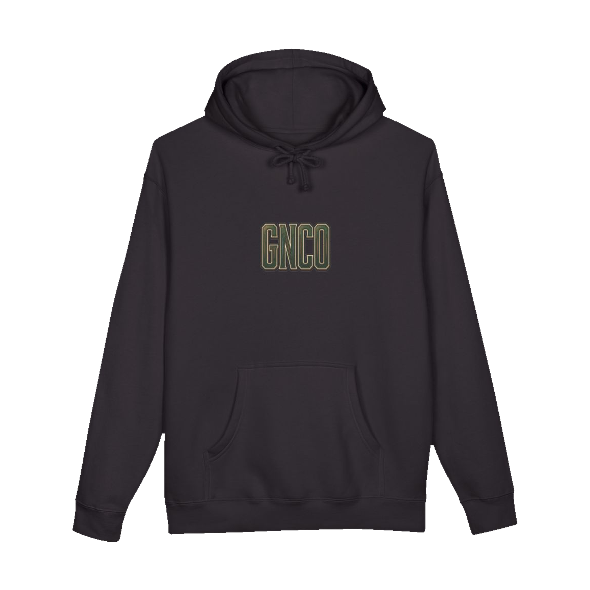 Front GNCO chest mark on BUILT TO HAUL™ Forestry Log Forwarder Hoodie in Black