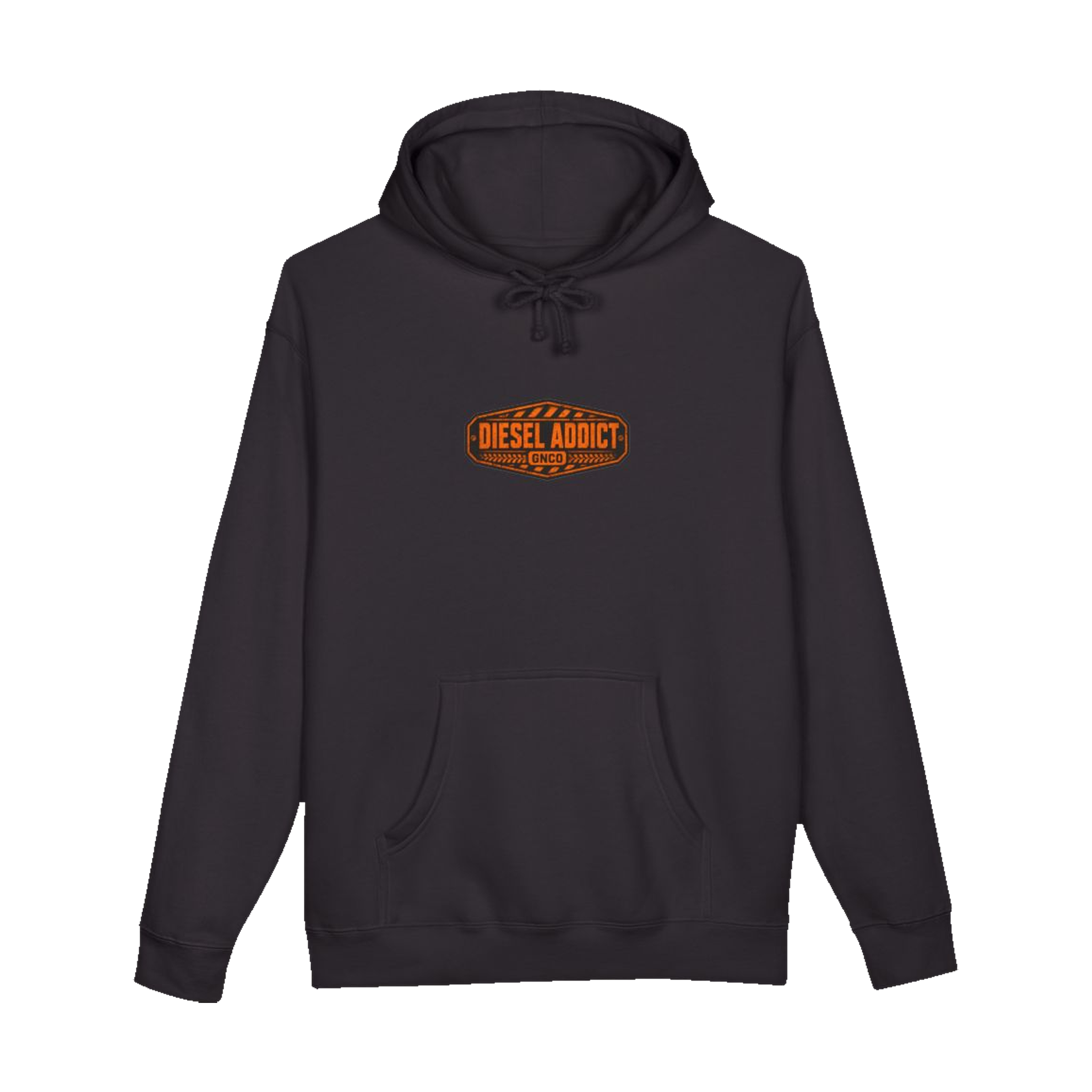 Front GNCO chest mark on DIESEL ADDICT™ Quarry Haul Truck Hoodie in Black