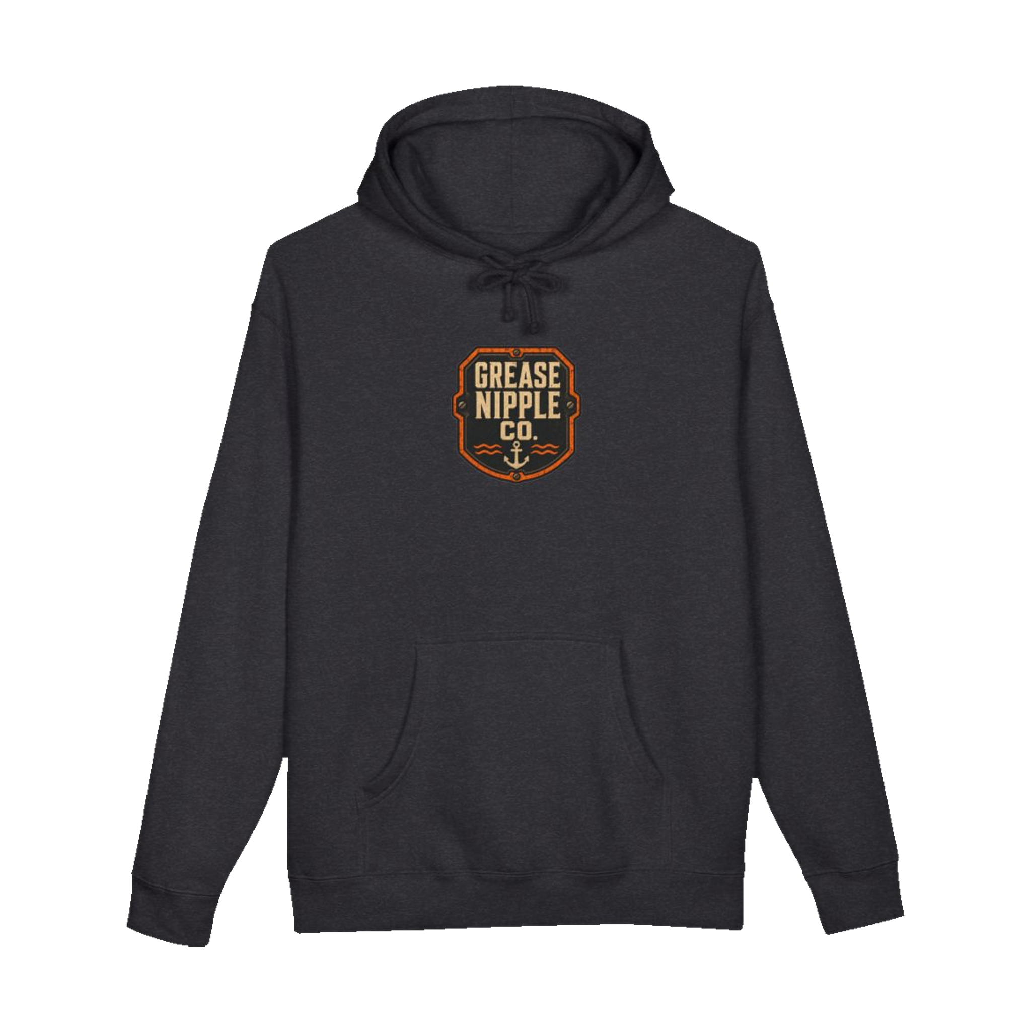 Front GNCO chest mark on DIESEL ADDICT™ Lake Freighter Hoodie in Charcoal Heather