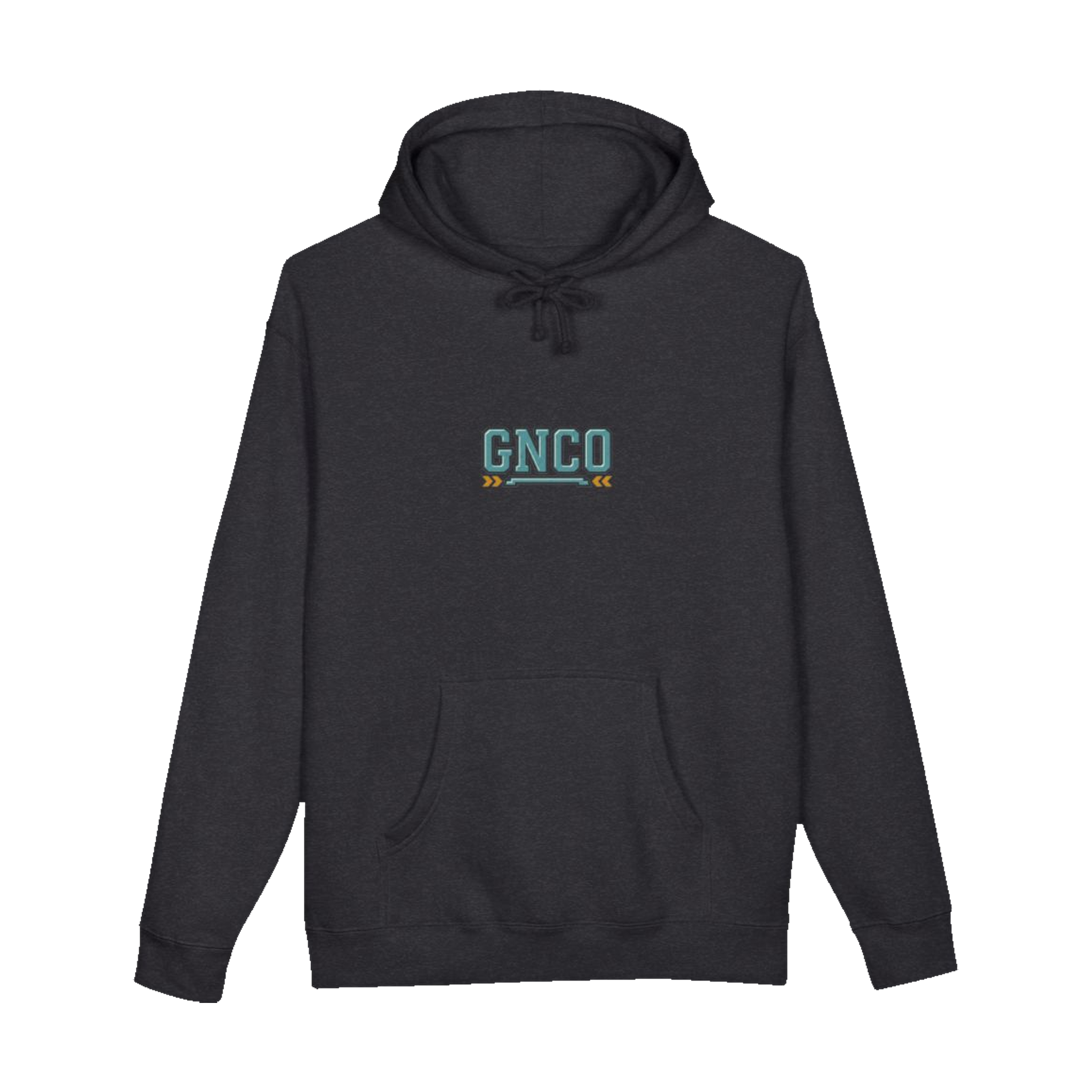 Front GNCO chest mark on BUILT TO HAUL™ Mining Haul Truck Hoodie in Charcoal Heather