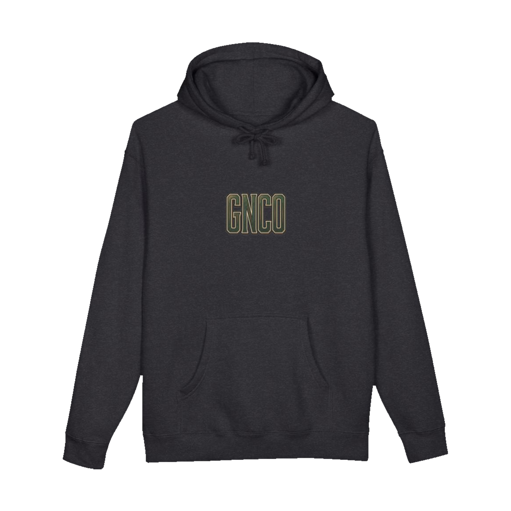 Front GNCO chest mark on BUILT TO HAUL™ Forestry Log Forwarder Hoodie in Charcoal Heather