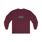 Front GNCO chest mark on BUILT TO HAUL Articulated Quarry Hauler Heavy Cotton Long Sleeve in Maroon