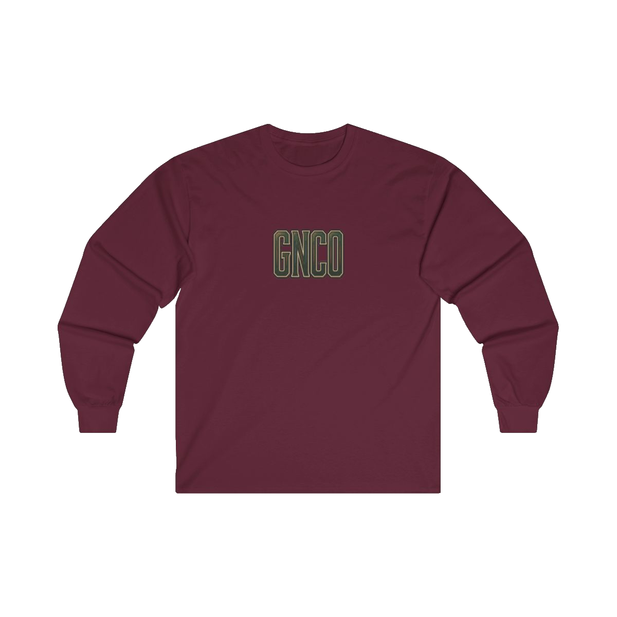 Front GNCO chest mark on BUILT TO HAUL Forestry Log Forwarder Heavy Cotton Long Sleeve in Maroon