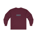 Front GNCO chest mark on BUILT TO HAUL Wheel Tractor-Scraper Heavy Cotton Long Sleeve in Maroon
