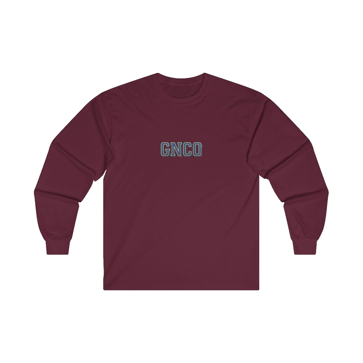 Front GNCO chest mark on BUILT TO HAUL Wheel Tractor-Scraper Heavy Cotton Long Sleeve in Maroon