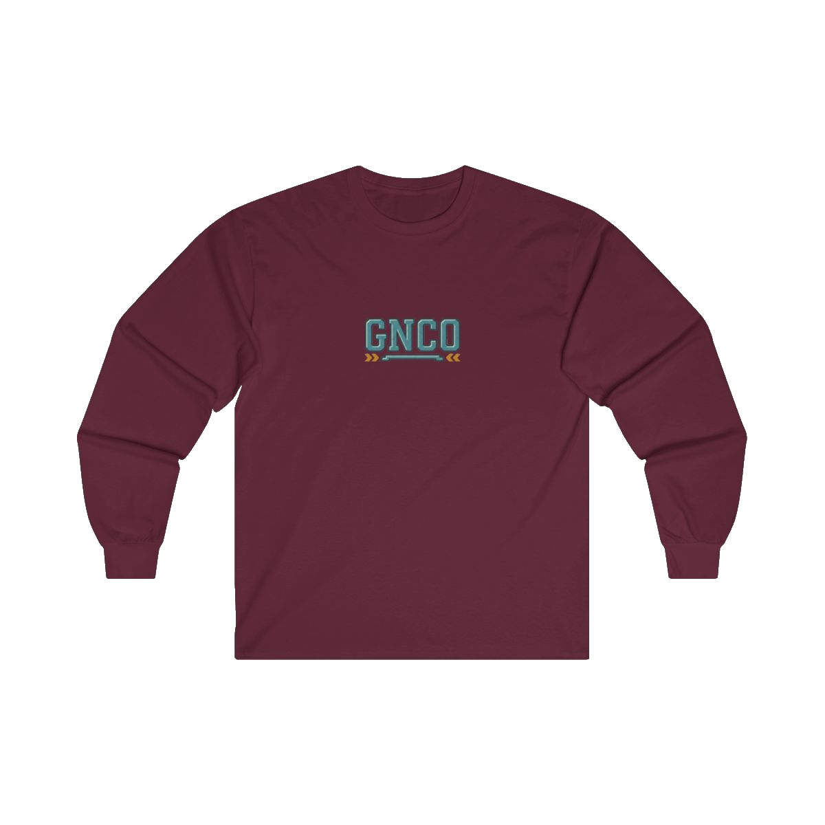 Front GNCO chest mark on BUILT TO HAUL Mining Haul Truck Heavy Cotton Long Sleeve in Maroon