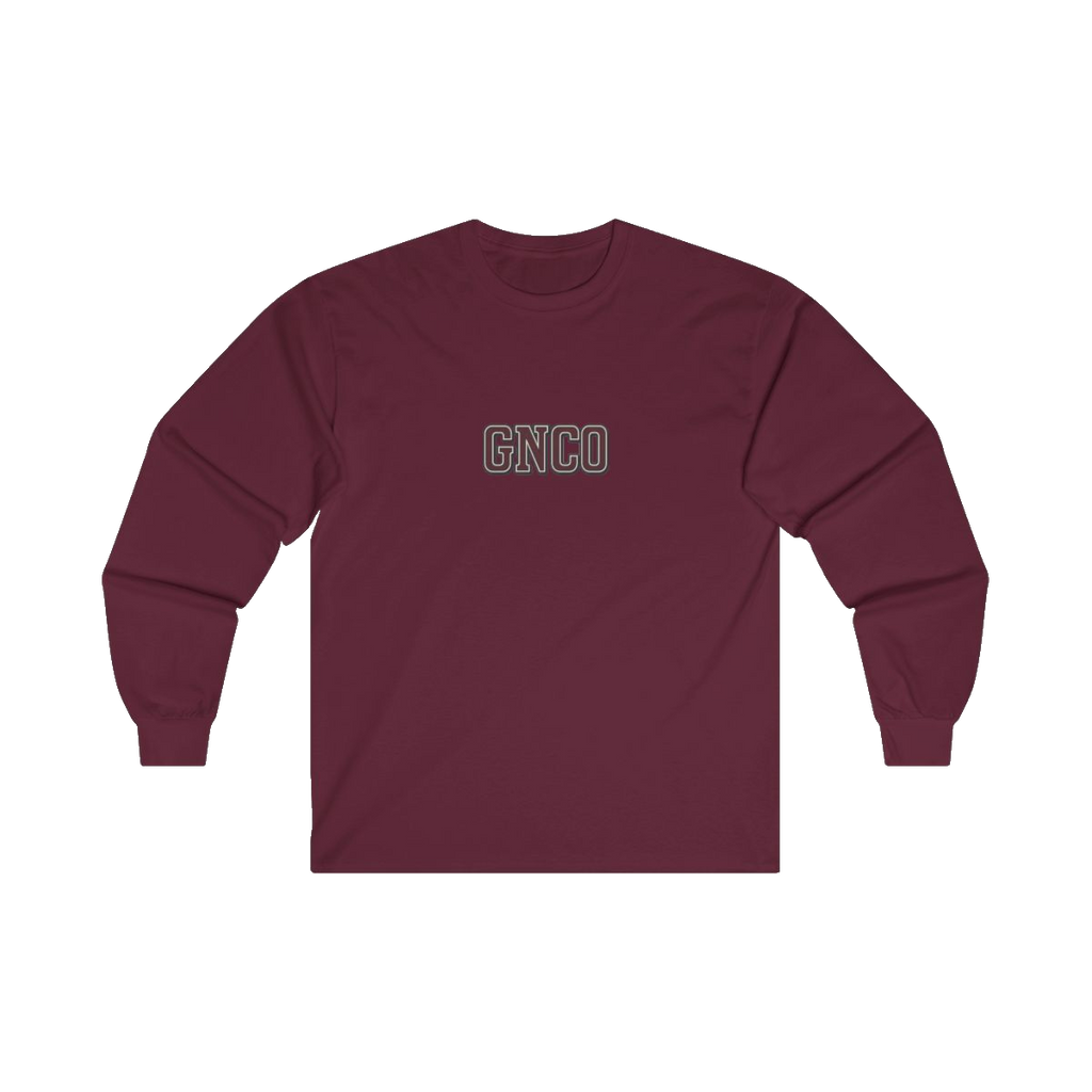Front GNCO chest mark on BUILT TO HAUL Telehandler Heavy Cotton Long Sleeve in Maroon