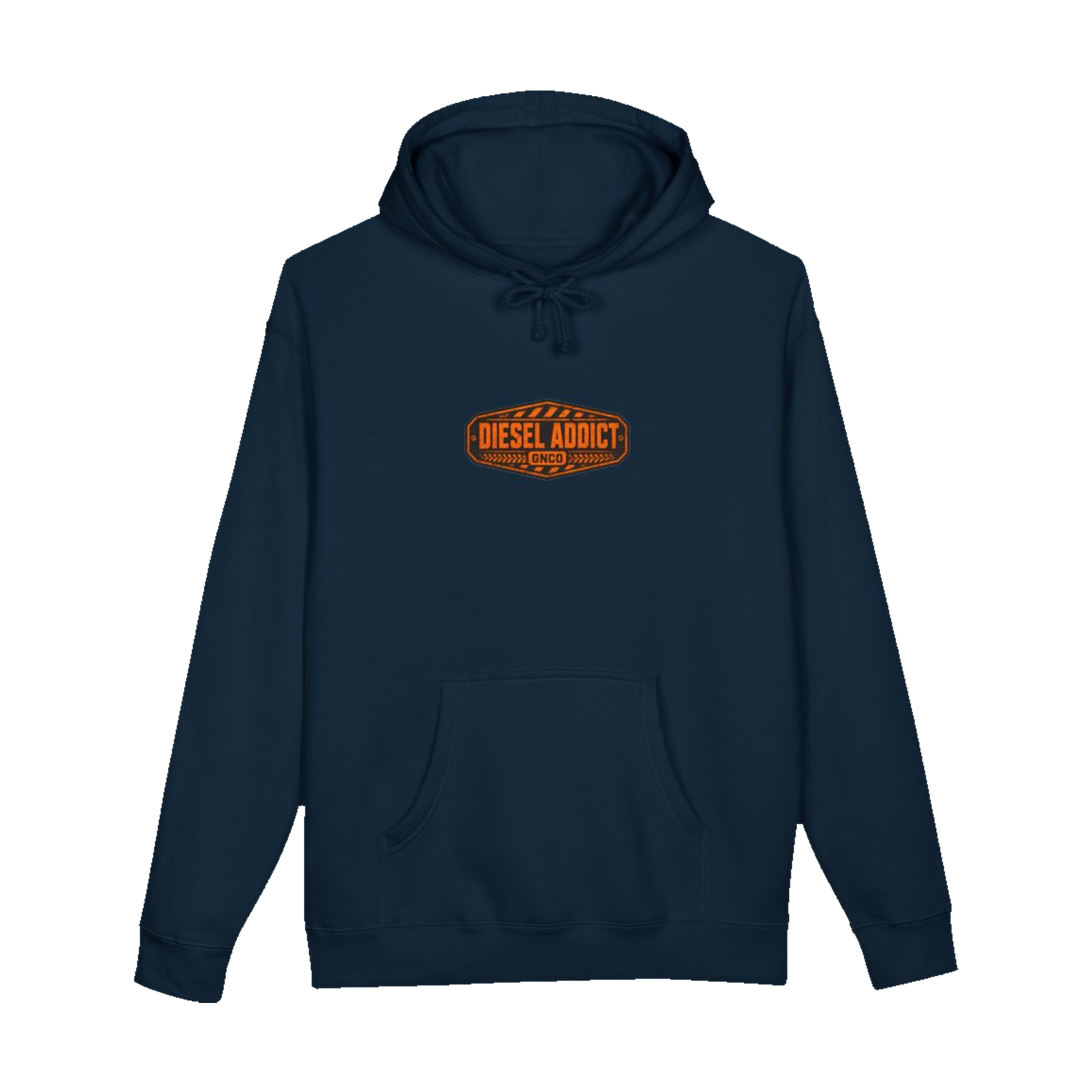 Front GNCO chest mark on DIESEL ADDICT™ Quarry Haul Truck Hoodie in Navy