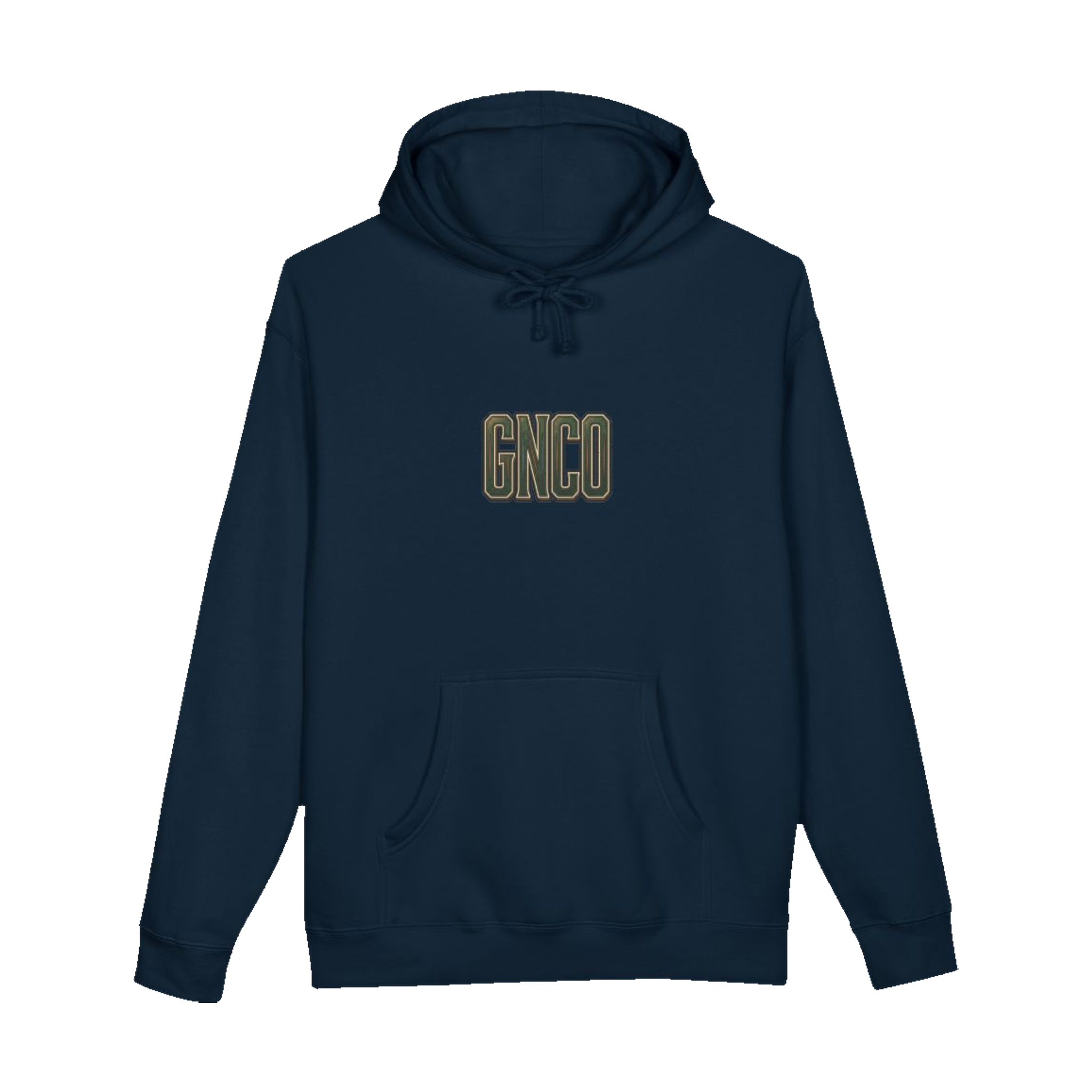 Front GNCO chest mark on BUILT TO HAUL™ Forestry Log Forwarder Hoodie in Navy