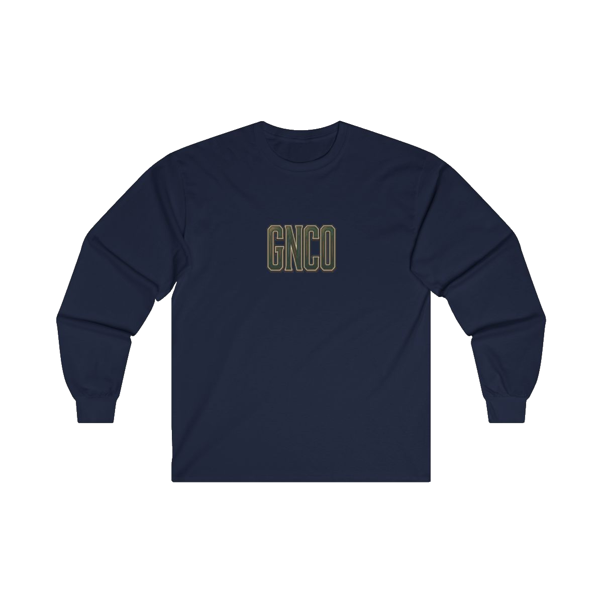 Front GNCO chest mark on BUILT TO HAUL Forestry Log Forwarder Heavy Cotton Long Sleeve in Navy