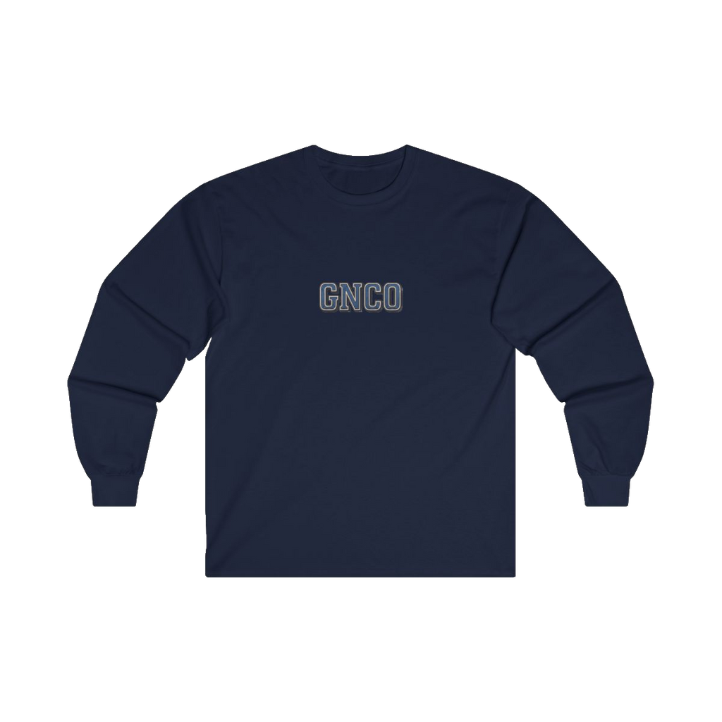 Front GNCO chest mark on BUILT TO HAUL Wheel Tractor-Scraper Heavy Cotton Long Sleeve in Navy