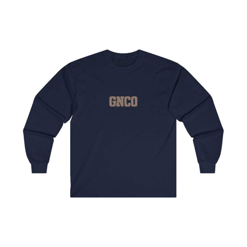 Front GNCO chest mark on BUILT TO HAUL Concrete Mixer Heavy Cotton Long Sleeve in Navy