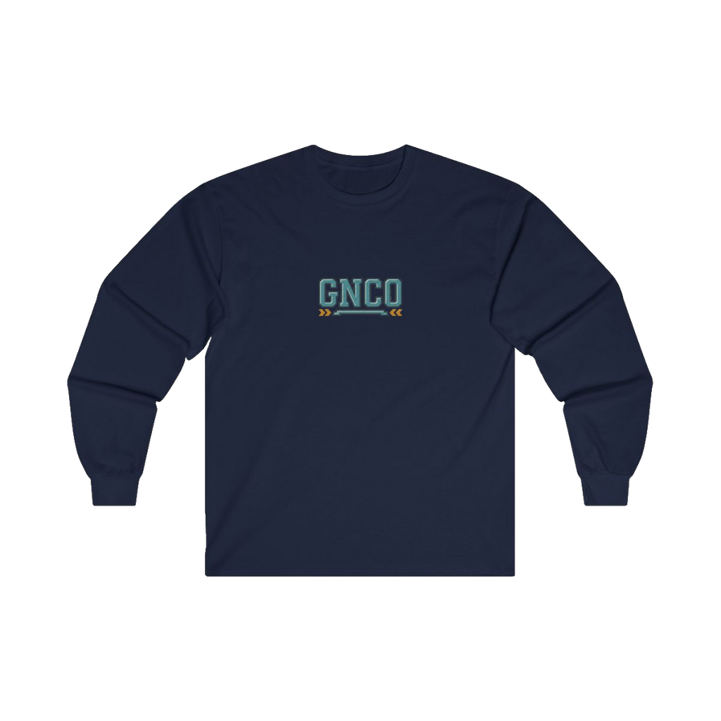Front GNCO chest mark on BUILT TO HAUL Mining Haul Truck Heavy Cotton Long Sleeve in Navy