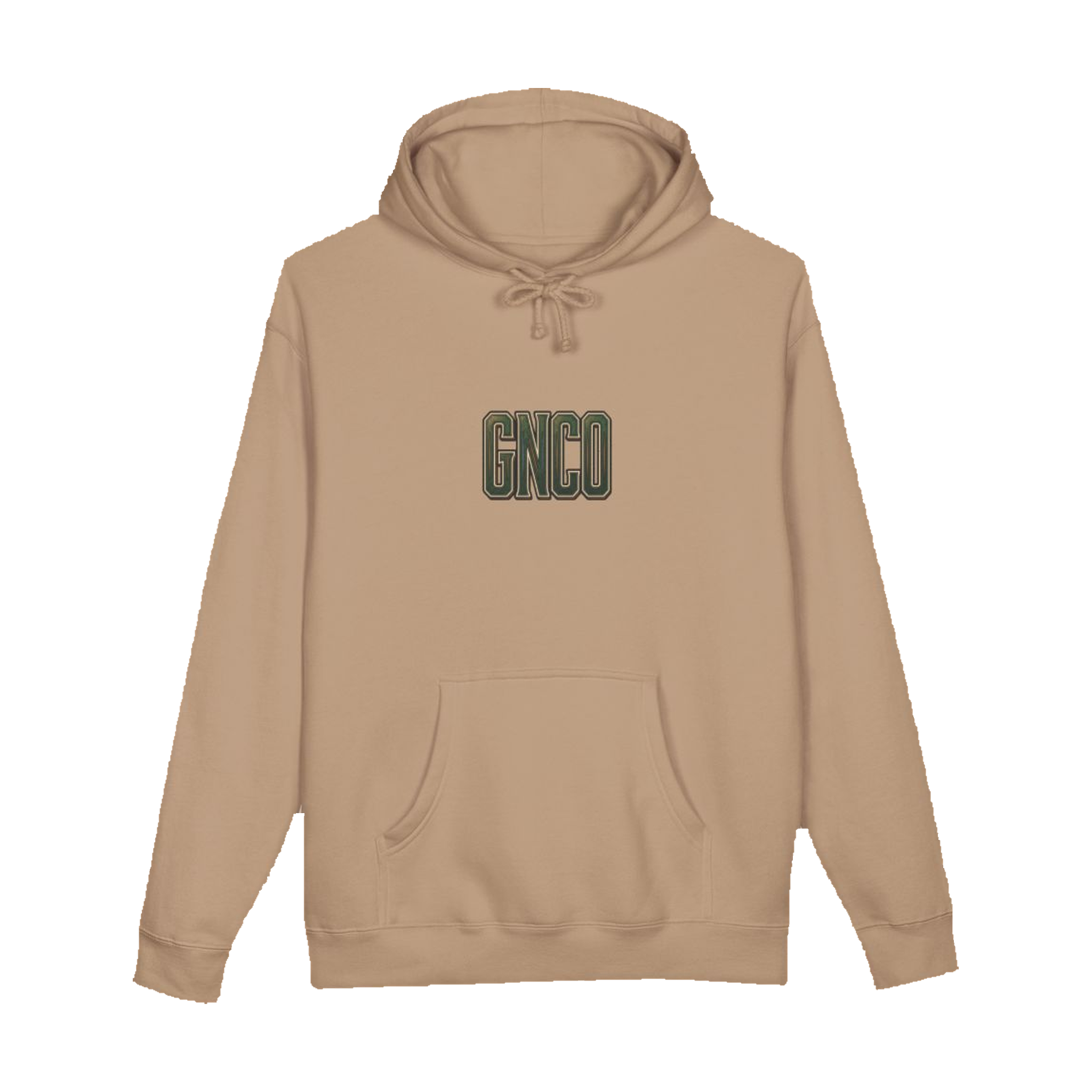 Front GNCO chest mark on BUILT TO HAUL™ Forestry Log Forwarder Hoodie in Sandstone
